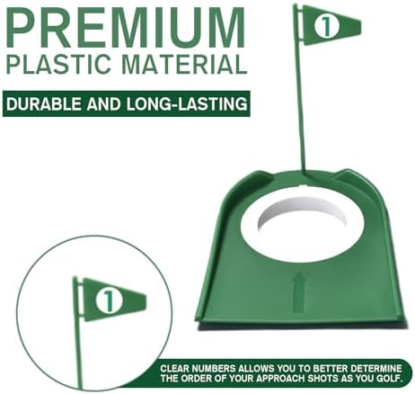 9 Pack Golf Putting Cups with Flags, Plastic Golf Training Aids with Golf Ball - Image 4