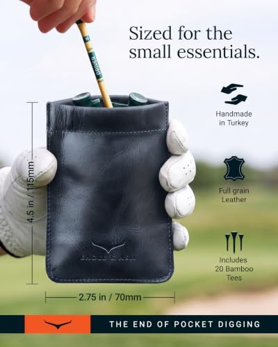 Leather Golf Tee Bag, Valuables Pouch - Image 4