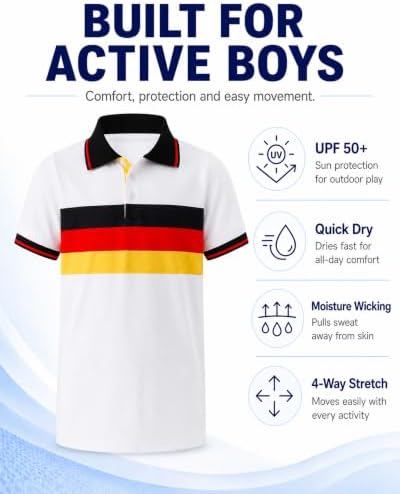 Boys Golf Polo Shirts Short Sleeve Color Contrast 5-14Y - Image 4