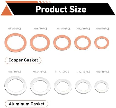 100 PCS Car Oil Drain Plug Crush Washer Assortment, Leak-proof Aluminum Oil - Image 2