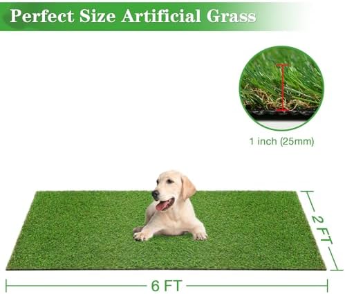 GLOBREEN 2'X6' Artificial Turf Runner Rug, Thick Grass Pads - Image 5