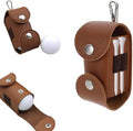 Brown Leather Golf Ball Bag Pouch by Unknown