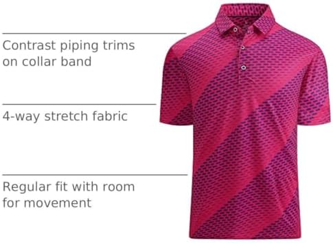 Alex Vando Mens Golf Shirt Moisture Wicking Print Performance Polo Shirt - Image 4
