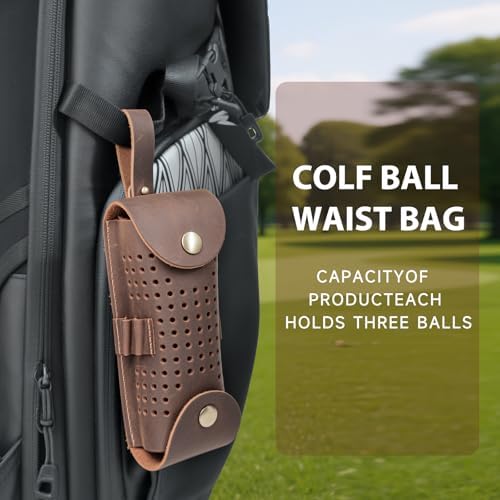 Leather Golf Ball Pouch with Tee Holder - Image 3