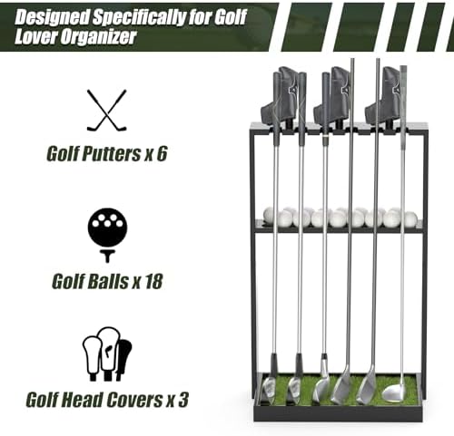 Golf Putter Stand, Premium Wooden Golf Club Rack - Image 2