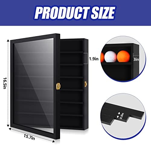 Sintuff 42 Golf Ball Display Case Solid Wood Golf Ball Holder Rack Gift Black - Image 2