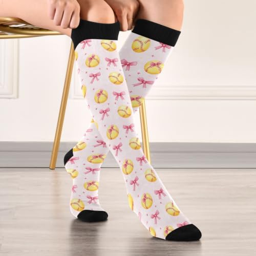 White Baseballs Stitching Compression Sock - Image 2