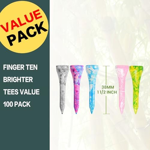 FINGER TEN Stylish Golf Tees Wood 100 Pack - Image 2