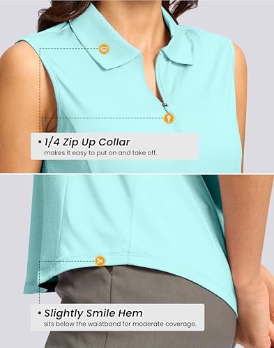 G Gradual Women's Golf Shirts Lightweight 1/4 Zip Collared Tank Top - Image 4