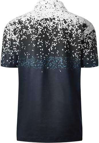 Mens Golf Shirt Short Sleeve Dry Fit Print Moisture Wicking Performance - Image 3