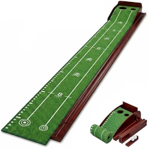 Putting Green Indoor with Automatic Ball Return – Golf Putting Mat with Putter by PuttLuck