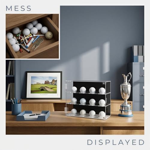 Golf Ball Display Case, 3-Tier 12-Slot Wall Rack - Image 2