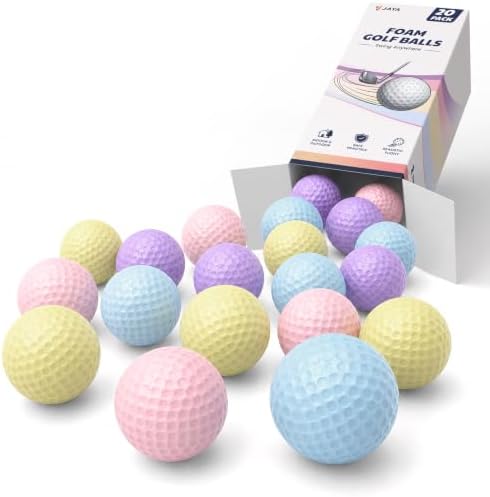 JAYA 20 or 40 Pack Foam Golf Balls, Limited Flight, Macaron Mixed Colors by JAYASPORTS