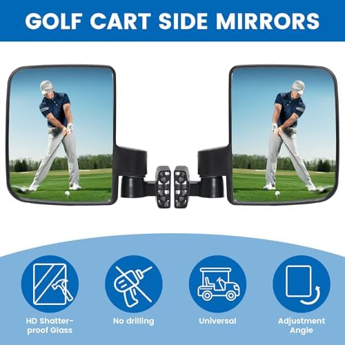 Golf Cart Folding Mirrors, No Drilling Side Rear View Mirrors - Image 4