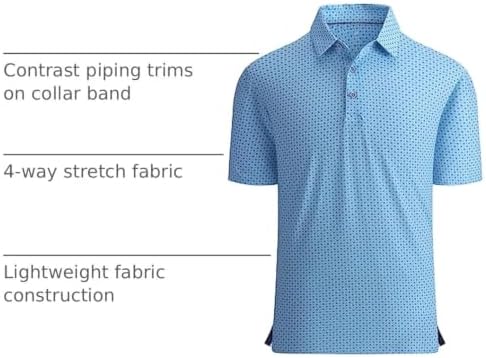 Alex Vando Mens Golf Shirt Moisture Wicking Print Performance Polo Shirt - Image 4