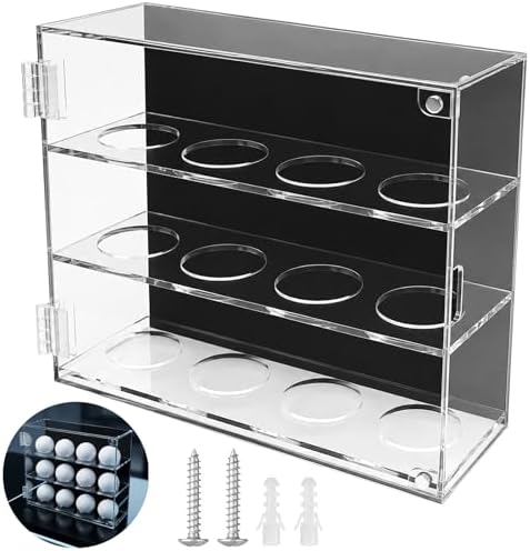 Golf Ball Display Case, 3-Tier 12-Slot Wall Rack by Joyibay