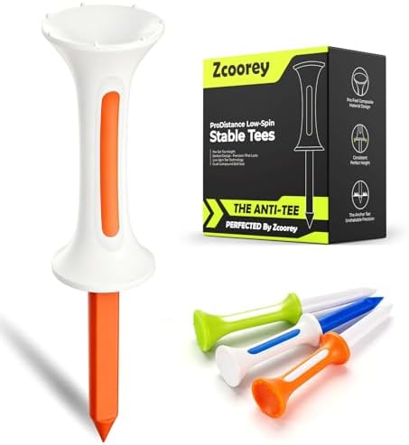 Golf Tees - 3 1/4" Composite Plastic Tees, Hybrid Low-Spin Silicone Cups by Zcoorey