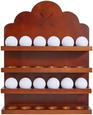 BENECREAT Wood Golf Ball Display Holder, 24 Balls Wall Mounted Golf Rack by BENECREAT