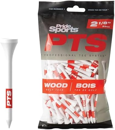 PrideSports PTS Wood Golf Tees | 120 Count, 2-1/8 Inch | #1 Wood Tee on Tour | by PrideGolfTee