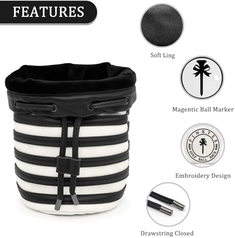 Golf Valuables Pouch with Ball Marker, Leather Drawstring Tee Ball Bag - Image 3