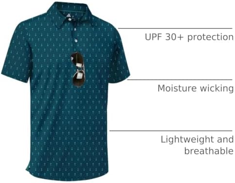ZITY Men's Golf Shirts Short Sleeve Print Patterns Casual Collared Polo - Image 4