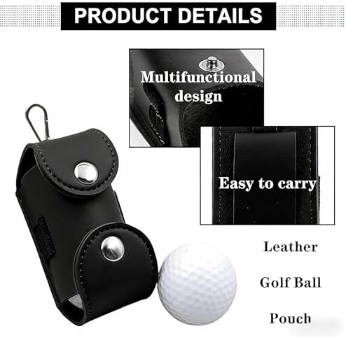 Black Leather Golf Ball Pouch - Image 4