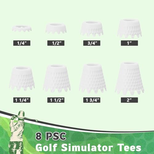 8 Pack Golf Simulator Tees, TPU Golf Tees 1/4"-2" Height - Image 2