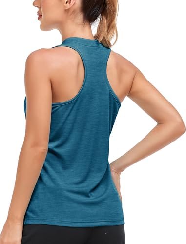 MoFiz Women's Golf Shirts Sleeveless Racerback Polo 1/4 Zip Collarless by MOFIZ