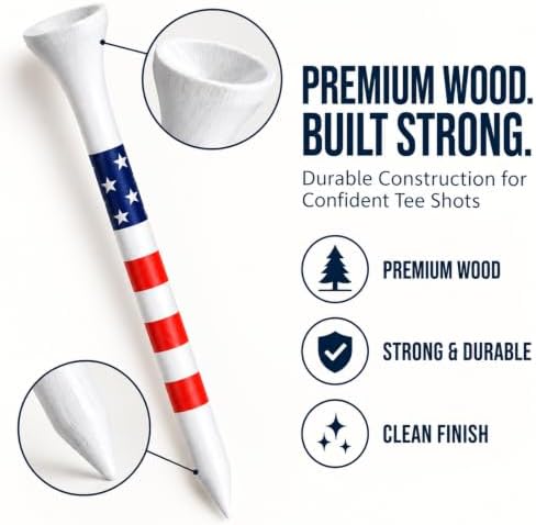 Dukars 3-1/4" Performance Golf Tees, Stars and Stripes - Image 2