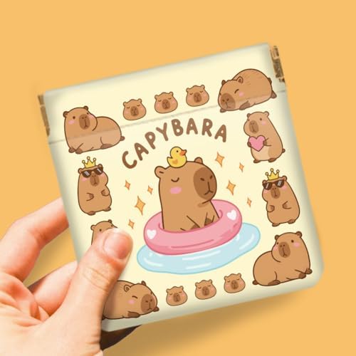Peacoblue Cute Capybara Coin Purse, PU Leather Squeeze Pouch 4PCS - Image 5