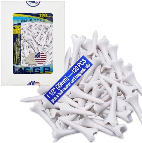 1 1/2 Inch Plastic Golf Tees, Short Golf Tees Plastic 120 Pack-4 Prongs by FEGP+GOLF