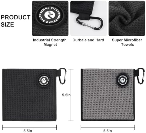 ZZHAO Magnetic Golf Towels, 5.5x5.5 in - Image 4