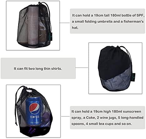 iBasingo 5-Pack Black Mesh Bag Nylon Drawstring Stuff Sacks BVP03 - Image 4