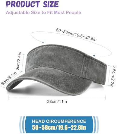 IYEBRAO 3 Pack Sun Visor Hat Sport Vintage Washed Adjustable Cotton Empty Top - Image 5