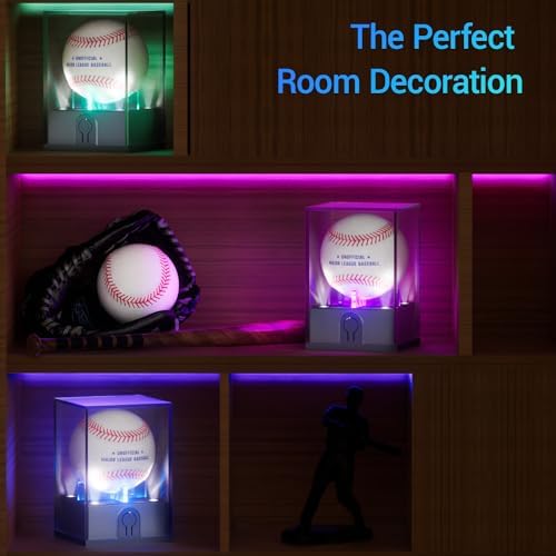 Leshein Baseball Display Case, LED Light Up Baseball Case Cube Holder - Image 6
