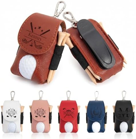 Personalized Leather Golf Ball Pouch – Custom Name or Initials – Portable Golf - Image 2