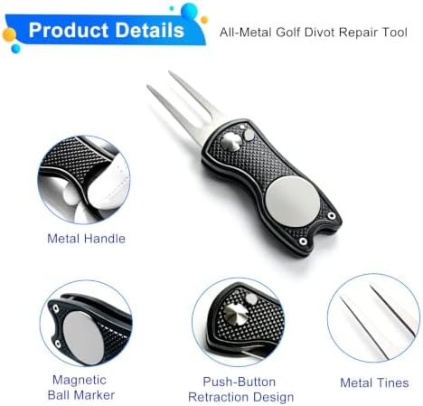 Golf Divot Repair Tools for Golfers, Foldable Golf Green Fork Tool Black and - Image 2