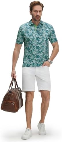 M MAELREG Mens Golf Shirt Short Sleeve Dry Fit Print Moisture Wicking - Image 2