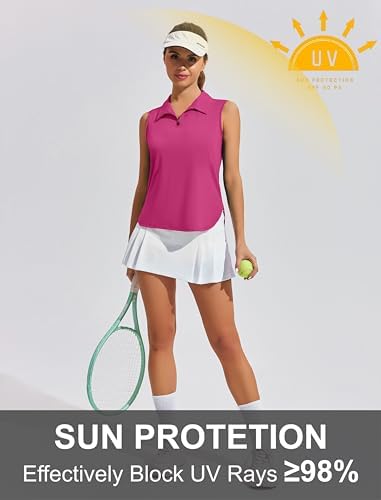 PINSPARK Golf Shirts for Women Sleeveless 1/4 Zip Tennis Polo - Image 5