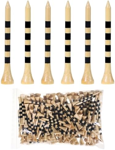 Bamboo Golf Tees 200 Pack 2-3/4 & 3-1/4 inch Length | 4 Line Marking Natrual by weyleity