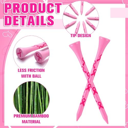 100 Pcs Pink Golf Tees 3 1/4" Bulk Bamboo Golf Accessories Gift - Image 3