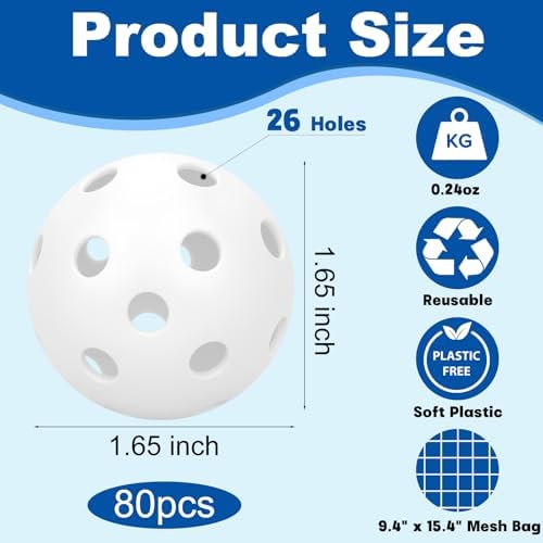 Coopay 20/40/80 Pack Mini Plastic Practice Baseballs, 1.65inch Small Soft - Image 2