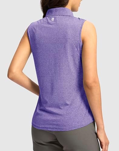 G Gradual Women's Golf Shirts Lightweight 1/4 Zip Collared Tank Top - Image 3