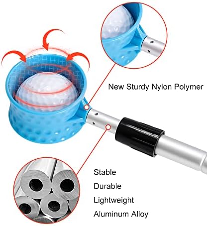 HOW TRUE Golf Ball Retriever, 12ft 15ft 18ft Aluminum Alloy Golf Ball Retriever - Image 2