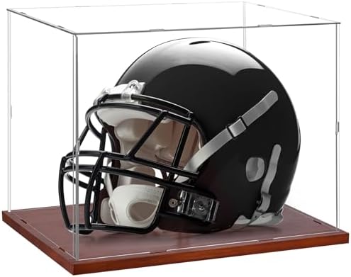 Fitense Full Size Helmet Display Case High Clear Acrylic Wooden Base by Fitense