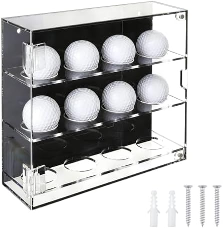 SUPERFINDINGS 3-Tier Acrylic Golf Ball Display Case Mountable Golf Ball Holder by SUPERFINDINGS