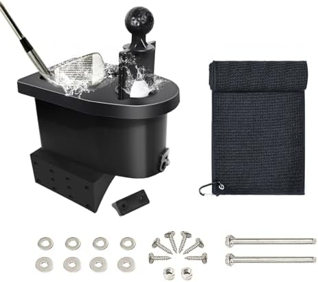 No-Drill Golf Cart Ball & Club Cleaner, Clamp-On Golf Club Head and Ball Washer by Shu-Ran
