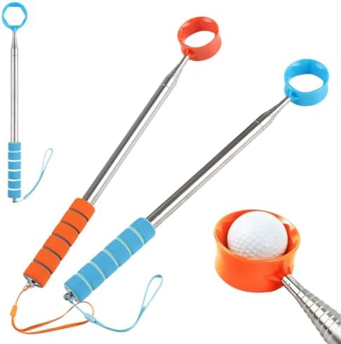 2 Pack Telescopic Golf Ball Retriever, Stainless Steel Shaft, Non-Slip Grip by Unknown