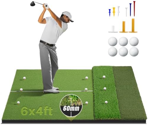 6x4ft Premium Golf Hitting Mat Dual/Tri-Turf by MakingSportsMoreConvenien
