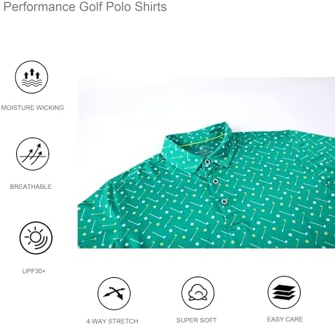 Alex Vando Mens Golf Shirt Moisture Wicking Print Performance Polo Shirt - Image 3